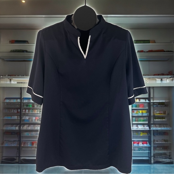 Stand Up Collar Tunic Blouse Size Large - Picture 1 of 14